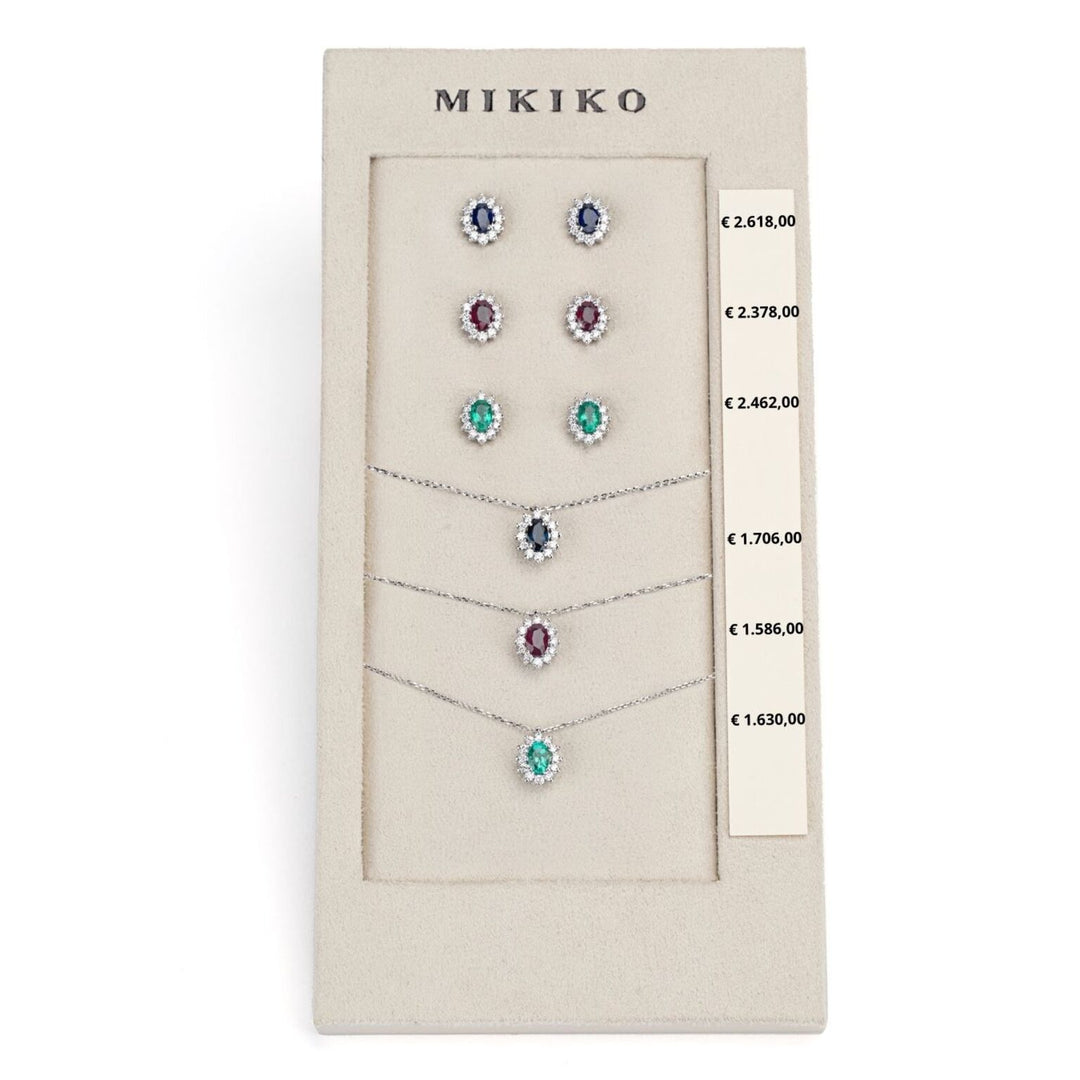Mikiko pacchetto cl 5048 + or 5031 18kt ovale 7x5 zaffiro, rubino e smeraldo tr. M.LIGHTBOX.12-T