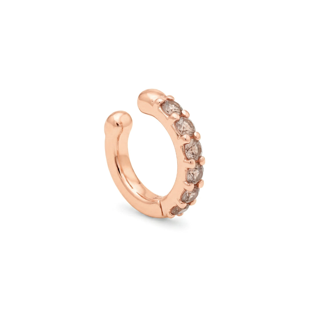 X-Diamond or ear cuff a molla 9kt con sei diamanti brown, in oro rosa LXDOEC780R3BW028