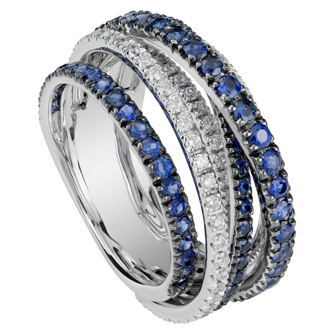 Golay pave diamond and sapphire intertwined ring APV020DIZB4-18026110136