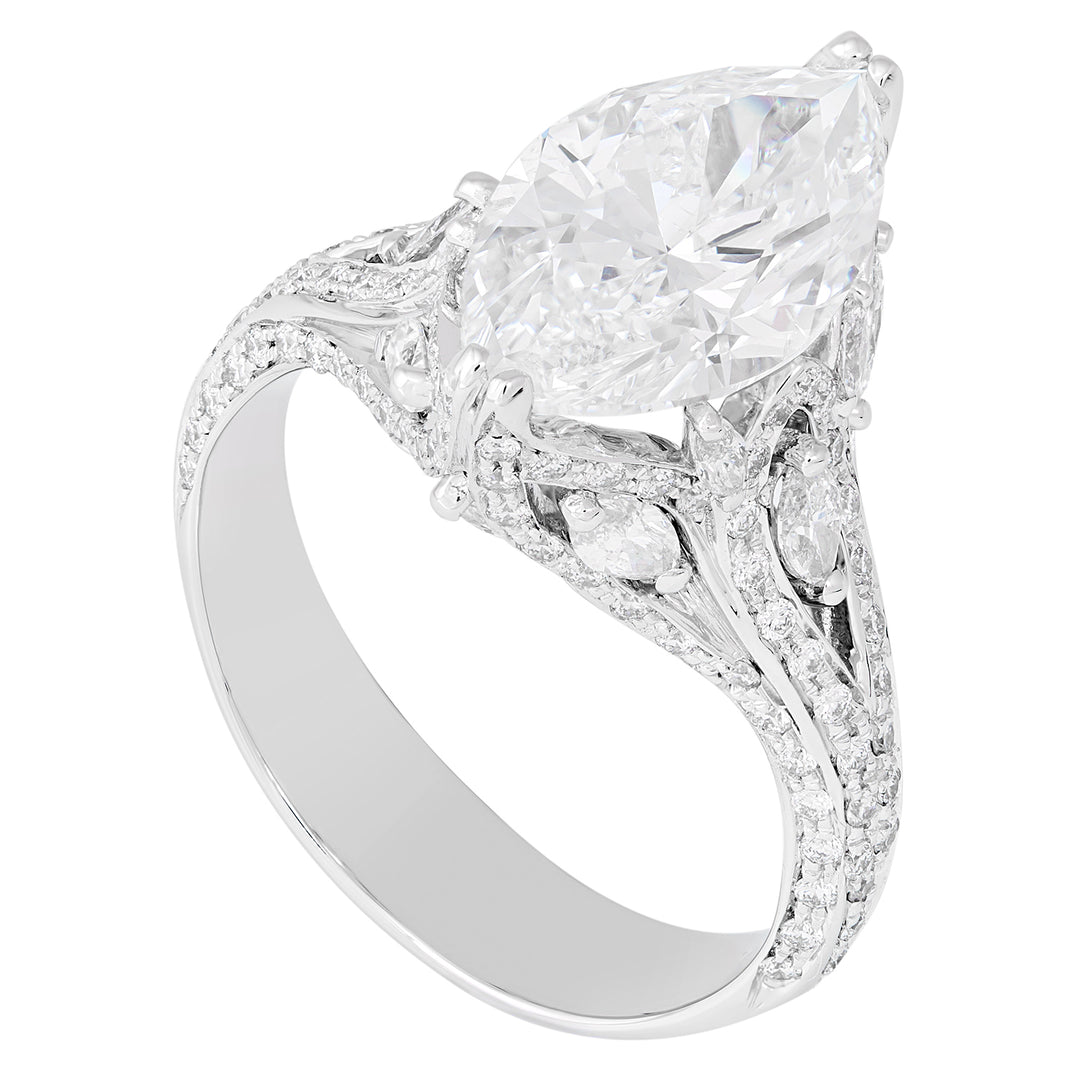 Golay ring med marquiseslipad diamant ct. 3.08 APU148DI-19092000037
