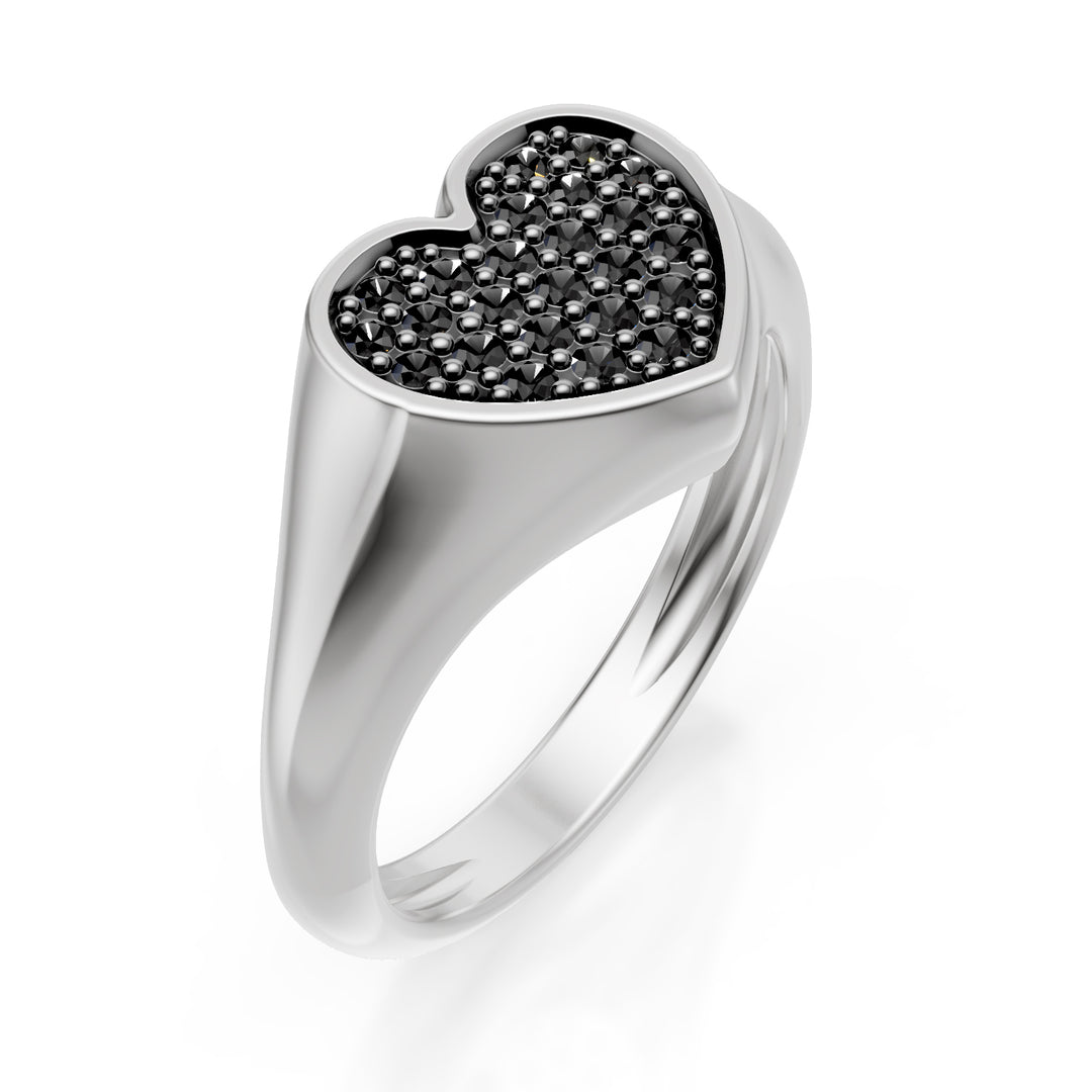 World Diamond Group Ring mit kleinem Herz, Größe 10, mit d.schwarzem Weißgold ACH004BKB