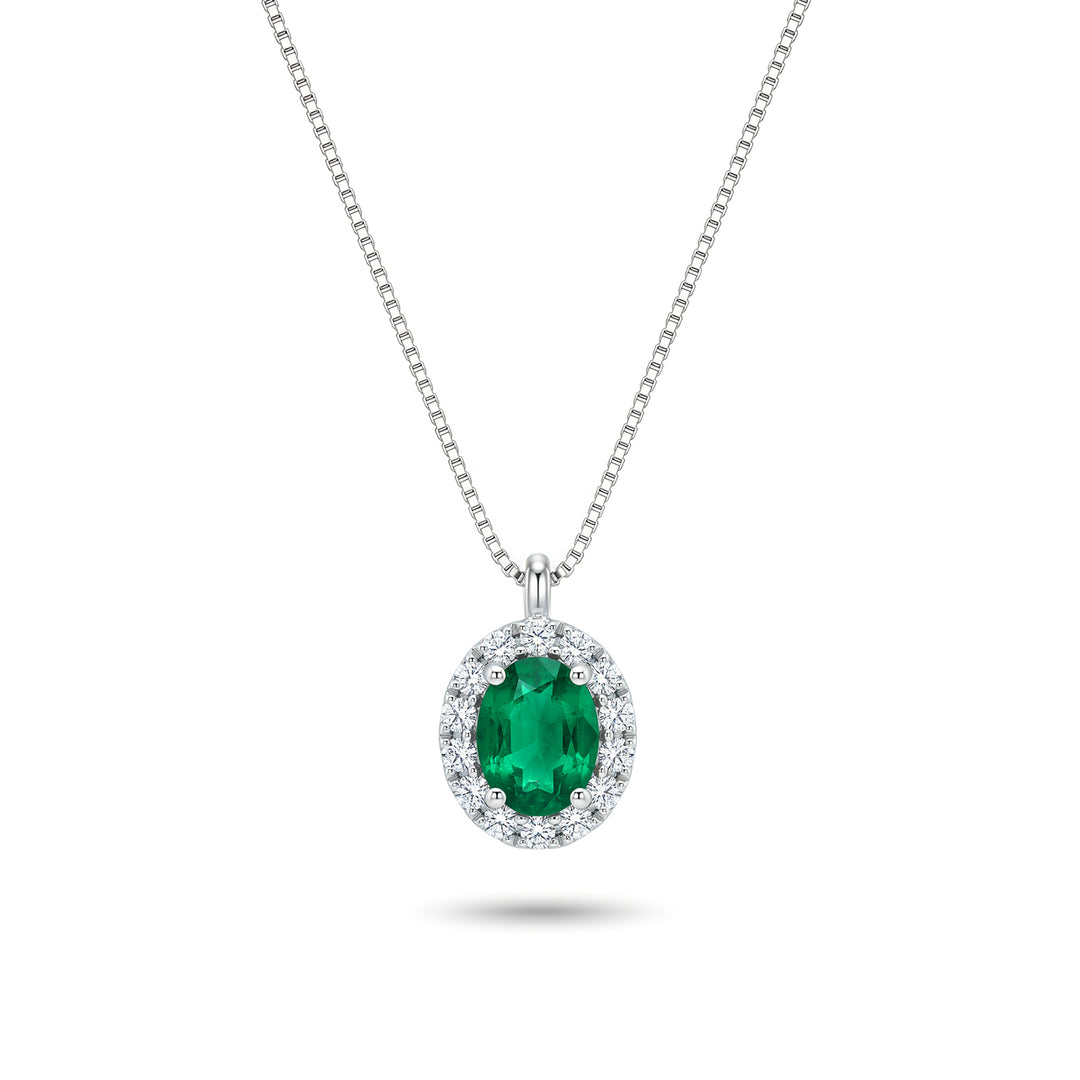 Nihama cl 18k émeraude ovale 5x4 avec entourage de diamants ND5202O4BE
