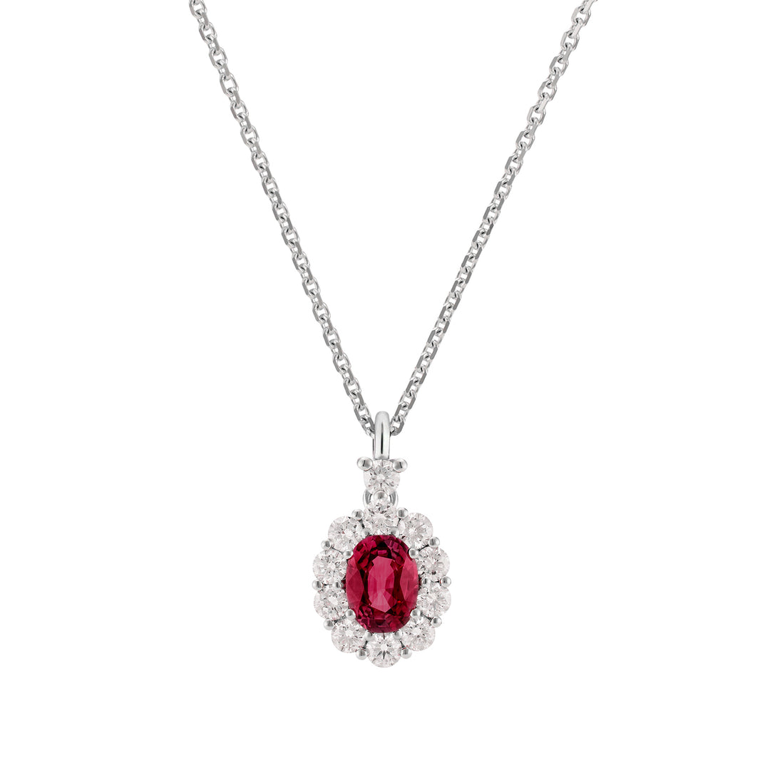 Collier rubis ovale Golay 5x4 et contour diamant PCL041DIRU1-23166110156