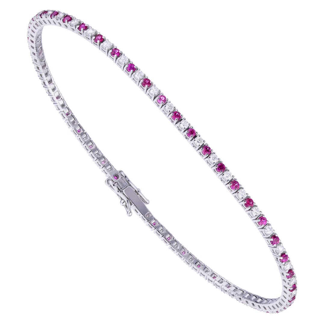 World Diamond Group tennisarmbånd afstøbt. strengdiamanter+rubiner ct.1.91 BTF001DIRU2-19343000024