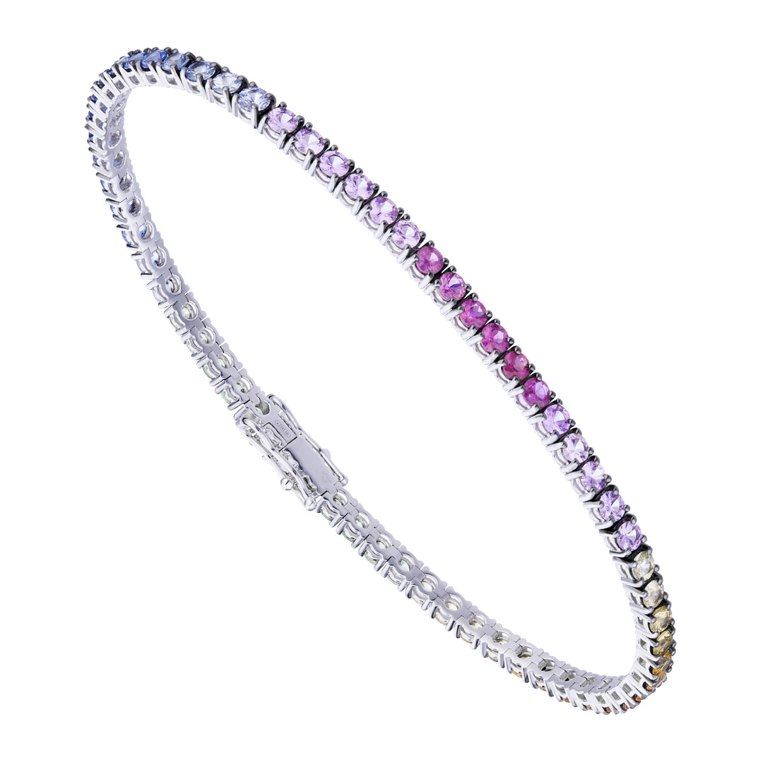 Βραχιόλι τένις World Diamond Group με χρωματιστά ζαφείρια 19 cm BTF001MC8-22284110038
