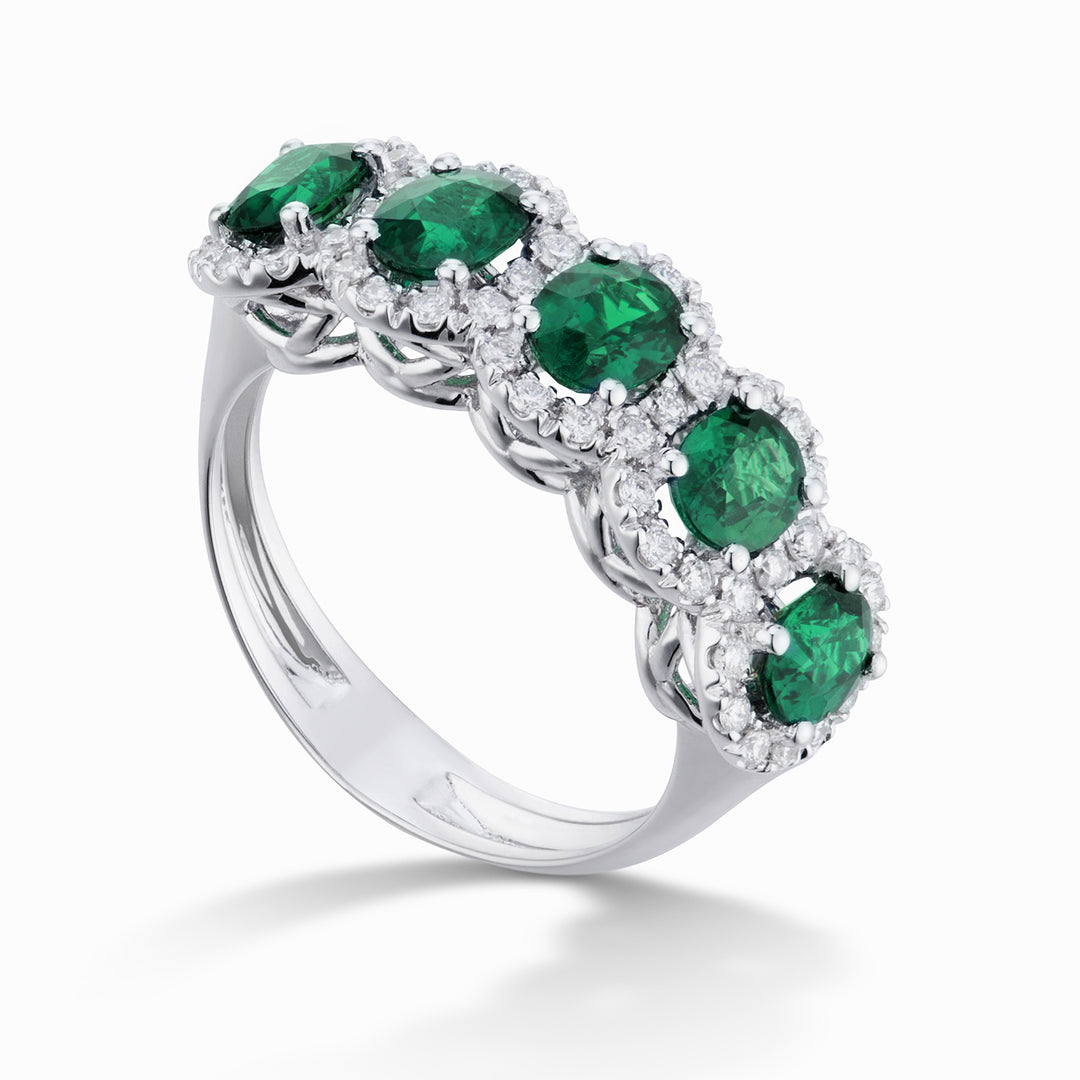 Golay-ring med 5 5x4 ovala smaragder och konturdiamanter ACL5123DISM45-25092110139