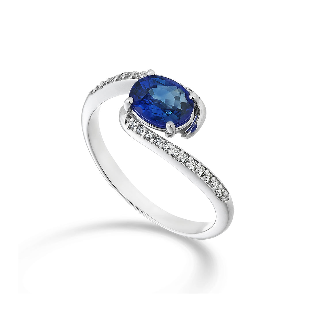 Nihama un saphir n° 18 carats. ovale 7x5 ct.1,05 diam. ct.0,085 NA5101O4ZFN105
