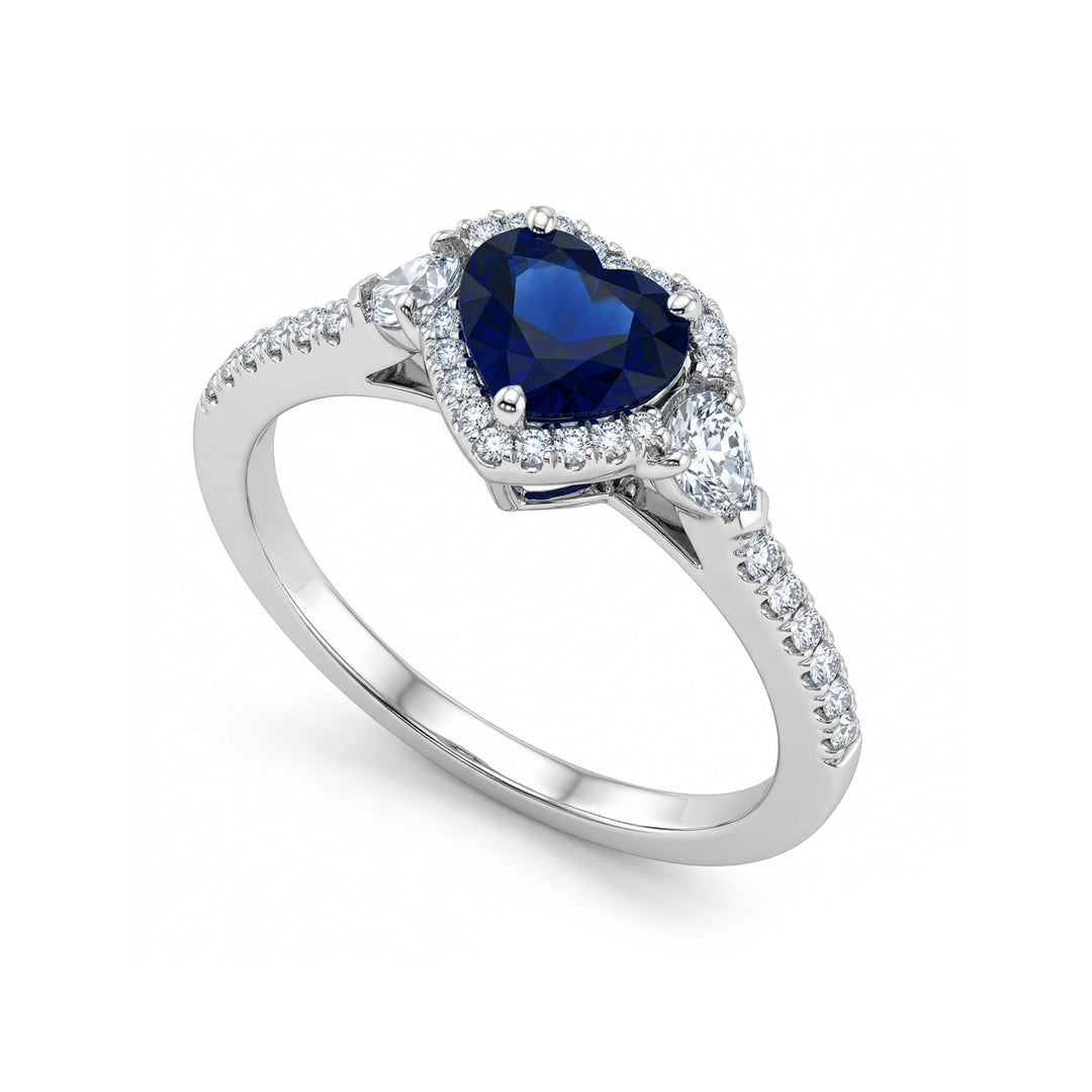 Golay-ring med 7x6 hjärt safir och droppdiamanter ACLC109DIZB76-22035110101