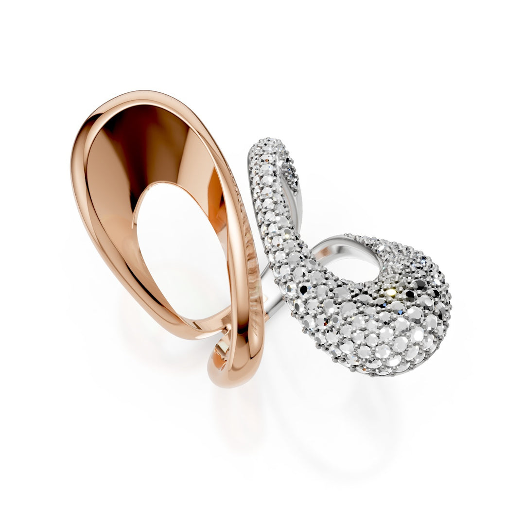 Golay tofarget hvit og rosa ring, pave&
