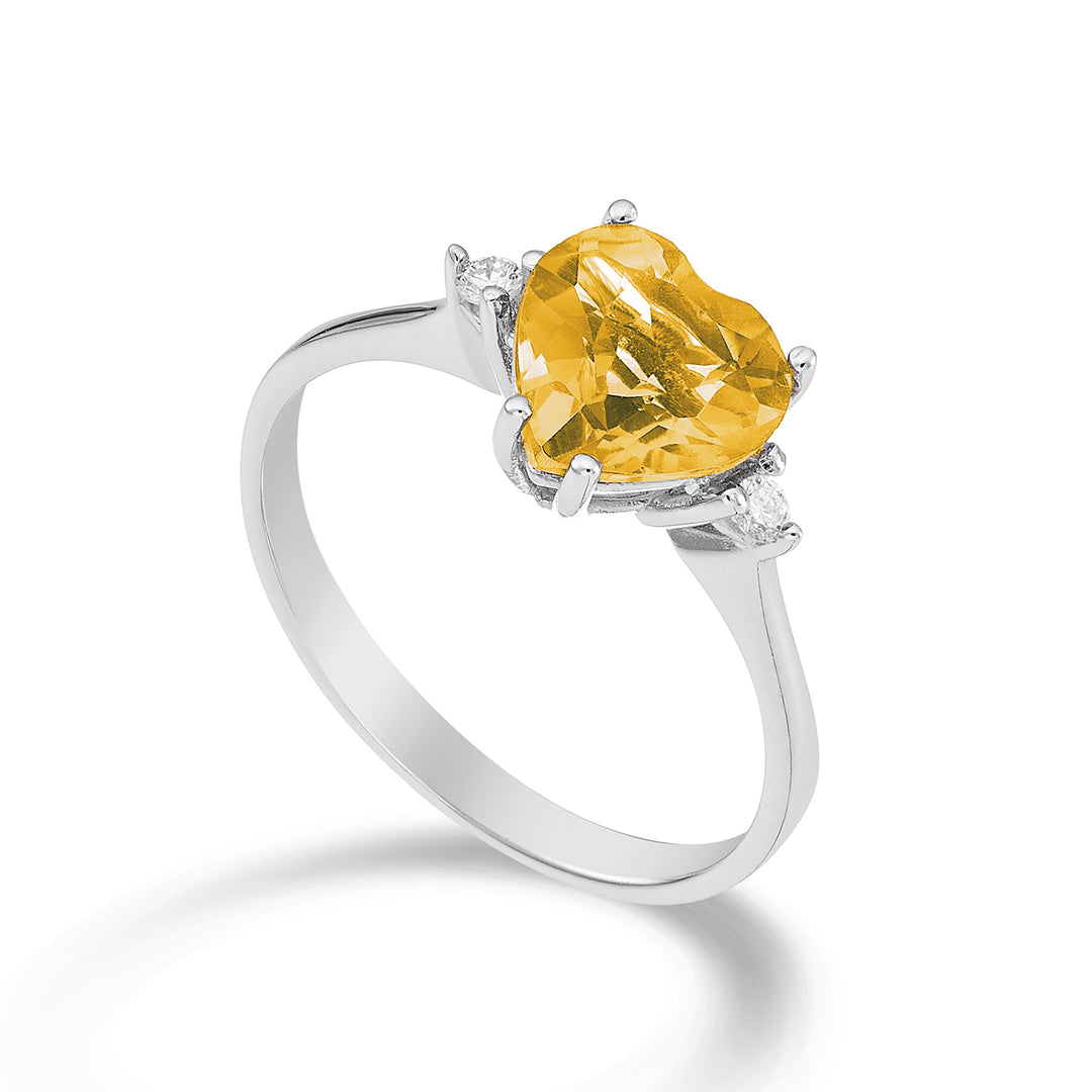 Mikiko een 18k citrien hart 8x8 ct.1,45 diam. ct.0,05 MACL198DICITR88O4
