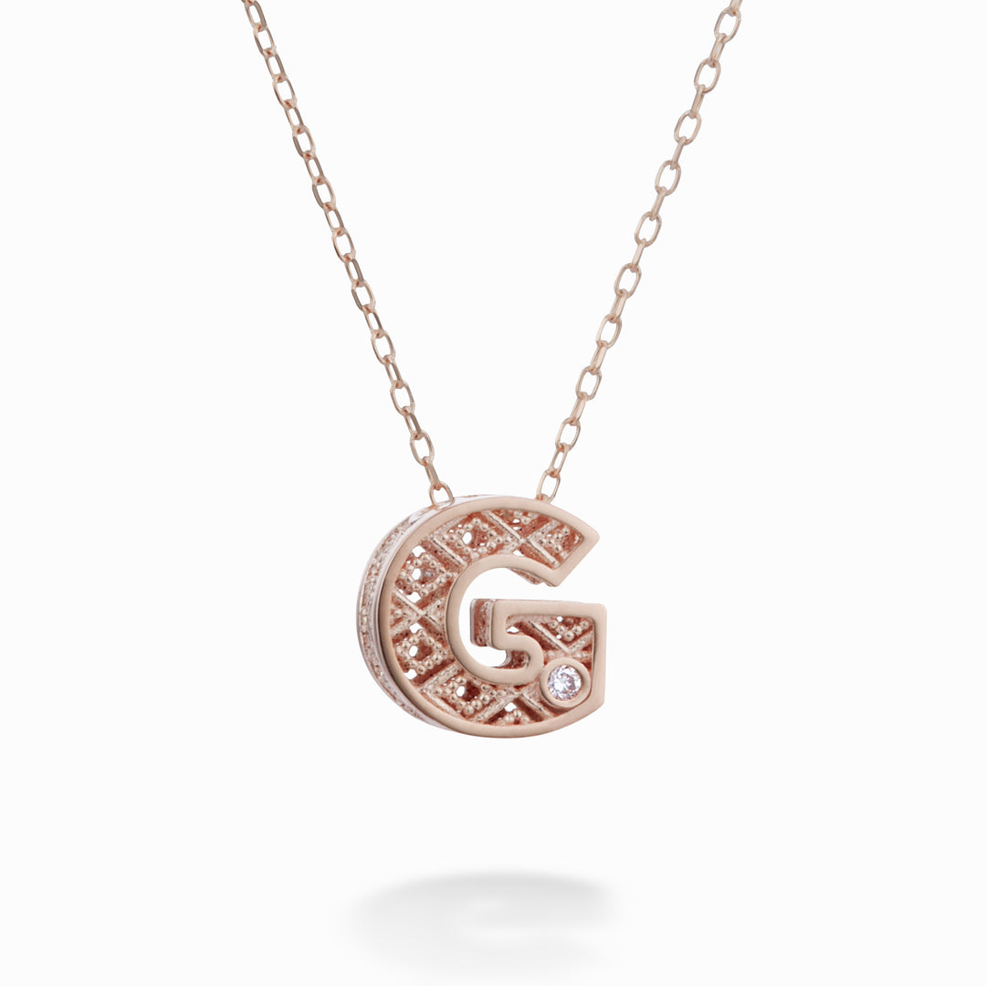 Mikiko cl 18k γράμμα g ροζ χρυσό διάστ. ct.0,01 MDLETGO3