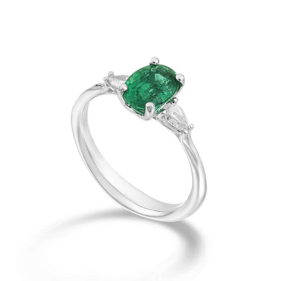 Golay oval emerald ring 8x6 and lat drop diamonds ACL202DISM68-23094110019