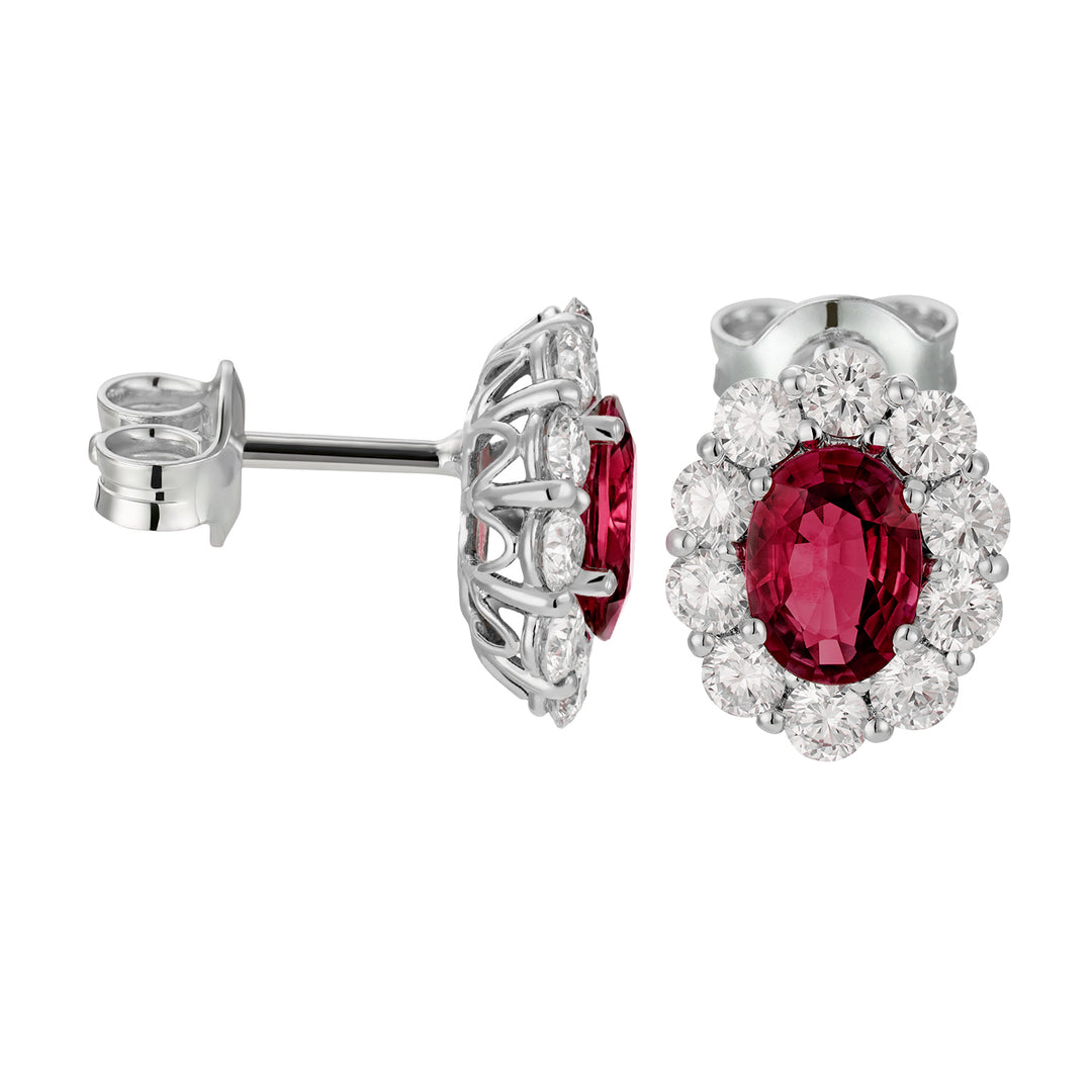 Golay ovale rubin øreringe 7x5 og diamanter OCL045DIRU-23321110204