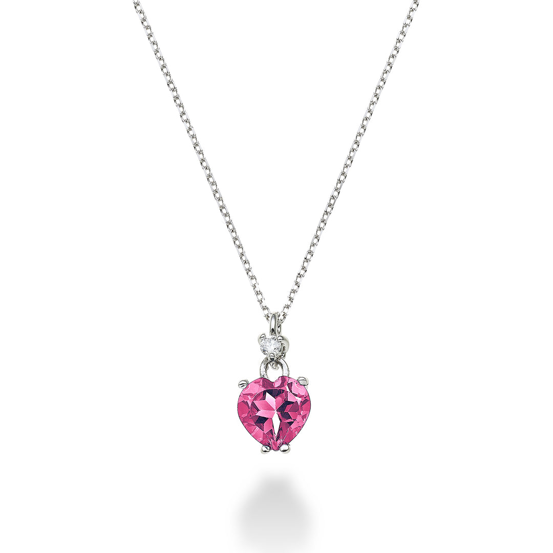 Mikiko cl 18k pembe topaz kalp 6x6 ct.1,00 çap. ct.0,02 MPCL198DITPPK66O4