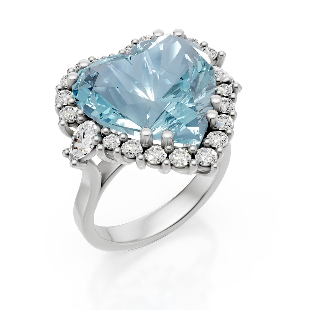 Golay heart aquamarine ring 15x15 with contour APU541DAQ-25192110081