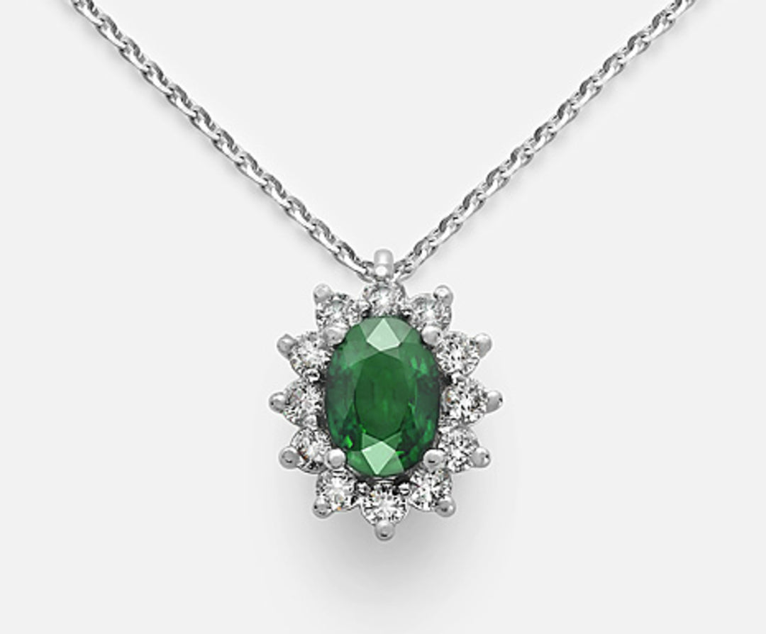 Mikiko cl 9k emerald n. oval 7x5 ct.0.69 diam. 0.30 ct MD5048R4SMN069