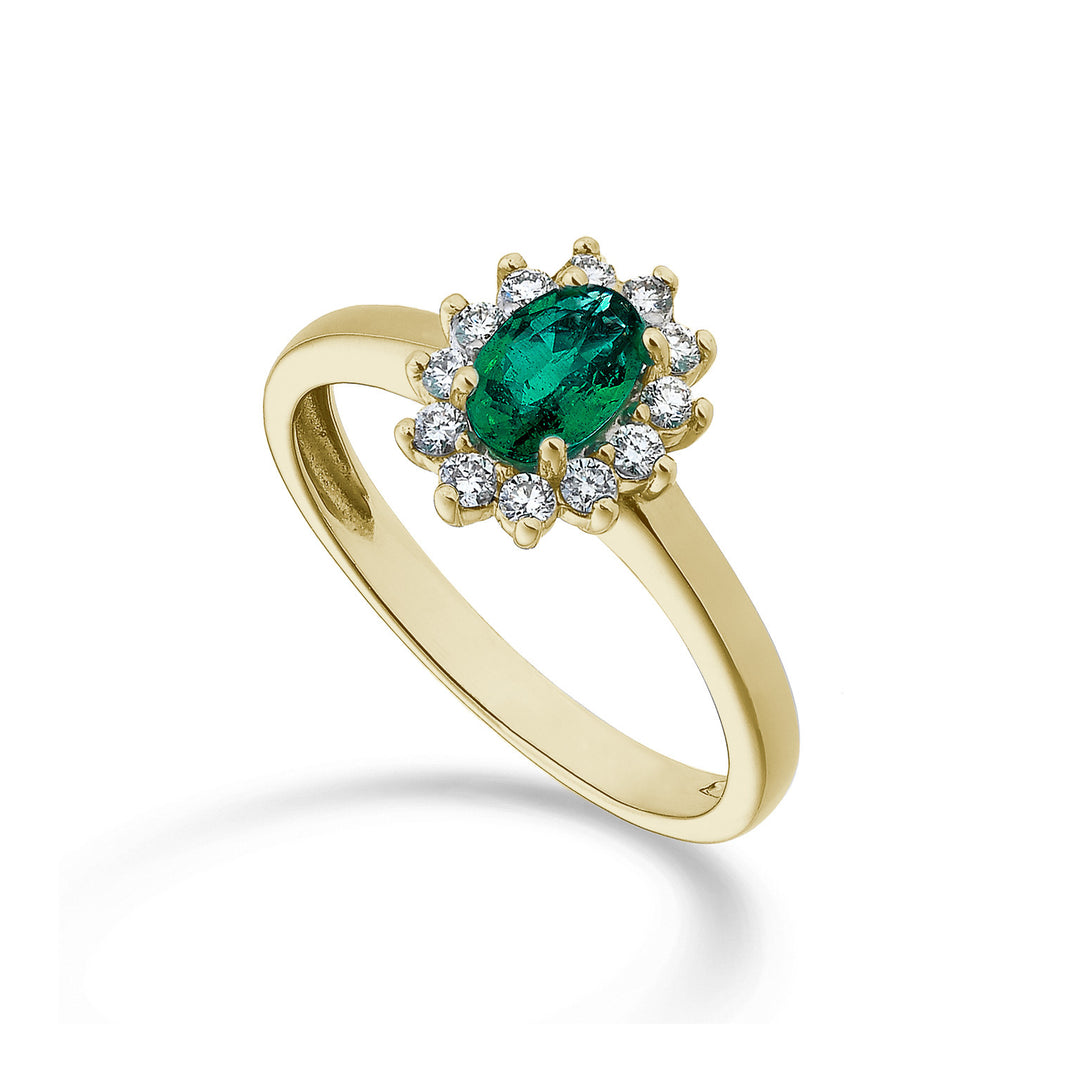 Nihama une émeraude ovale 18 carats 6x4 en or jaune 0,30 ct diam. 0,23 ctNA5093O1BE