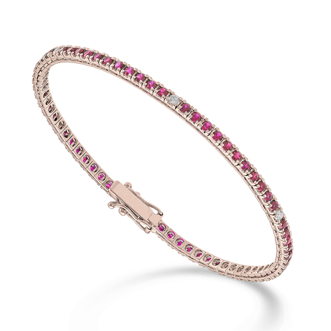 Nihama br tenis 18k rubíes 2,00 ct diamantes 0,18 ct 17,5 cm oro rosa - 80 engastes NBTQ220RBRDIO3