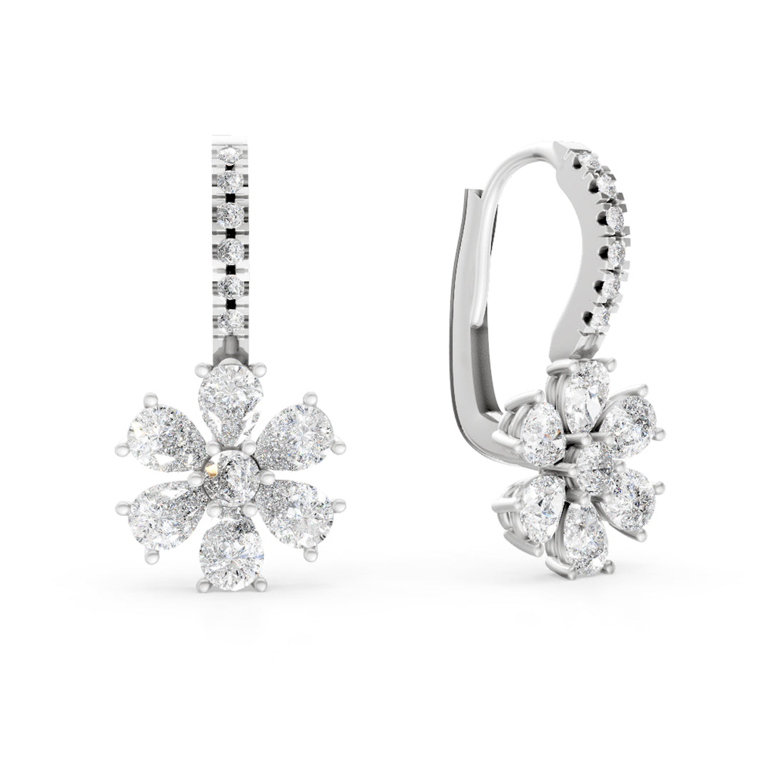 Cercei cu flori Golay cu șase picături, diamante și pârghie OMP565D020B-24303110049