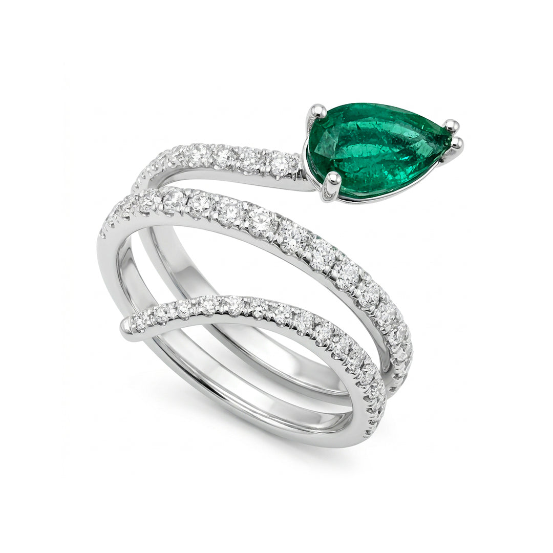 Golay dubbel rund smaragd droppbandsring 8x5 AFS849DSM85B-26077110107
