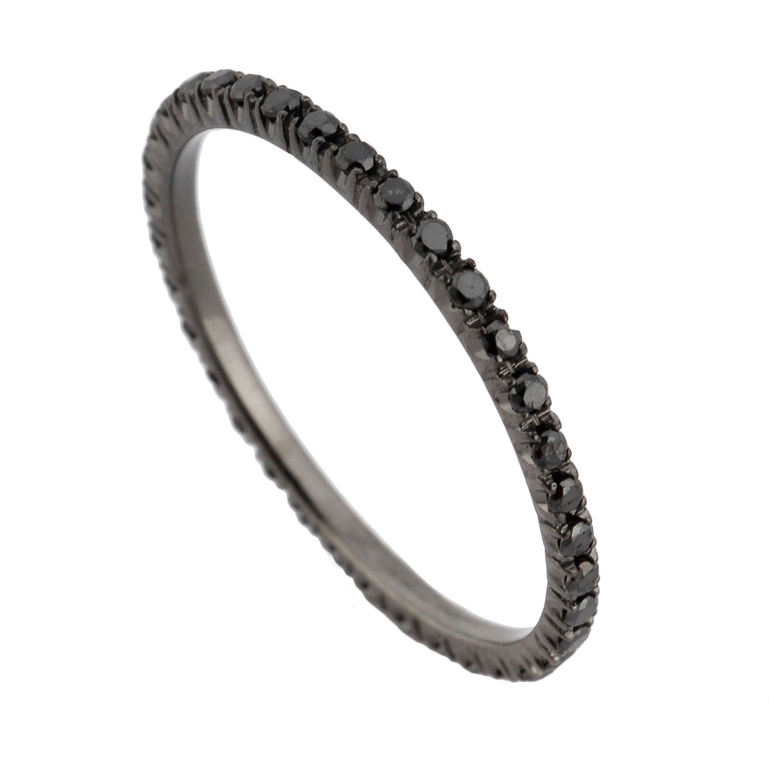 Anel de dedo linear de diamante preto Golay AFP1050N-21209110028