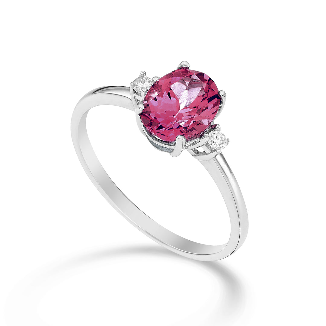 Nihama um topázio rosa oval 18k 8x6 ct.1,40 diam. 0,05 ct NA5074O4TPPK