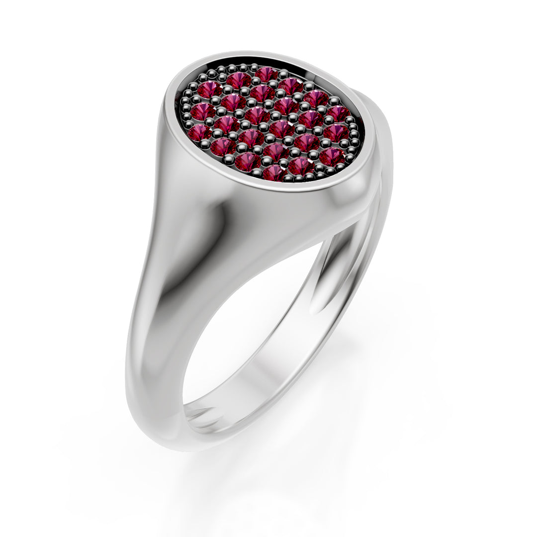 World Diamond Group ovale pinkring maat 10 met robijnen in witgoud ACH002RUB