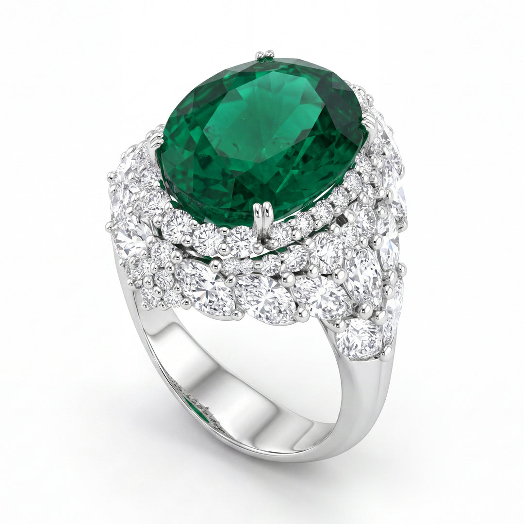 World Diamond Group ring med 7,24 ct smaragd og diamanter APU190DISM-17263110006
