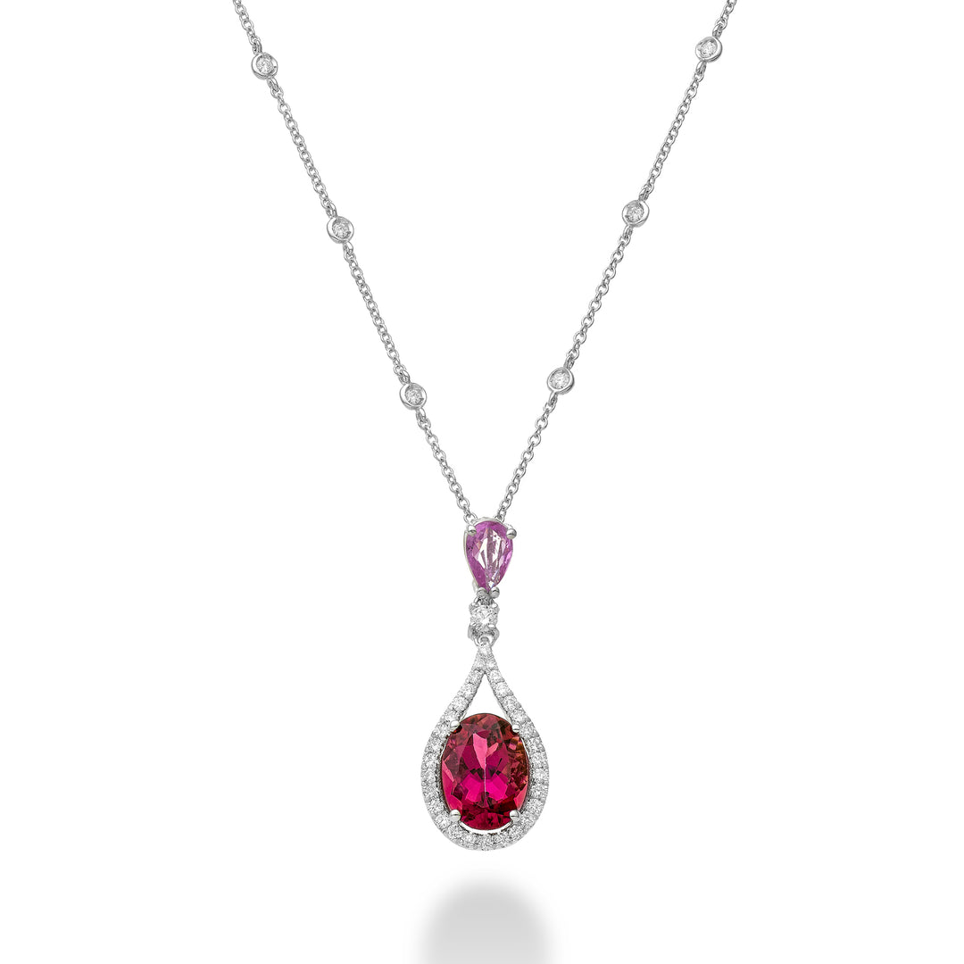 Golay oval turmalin halskæde 10x8 zprc drop 6x4 +diam PCLC149DZPTO810-24180110010