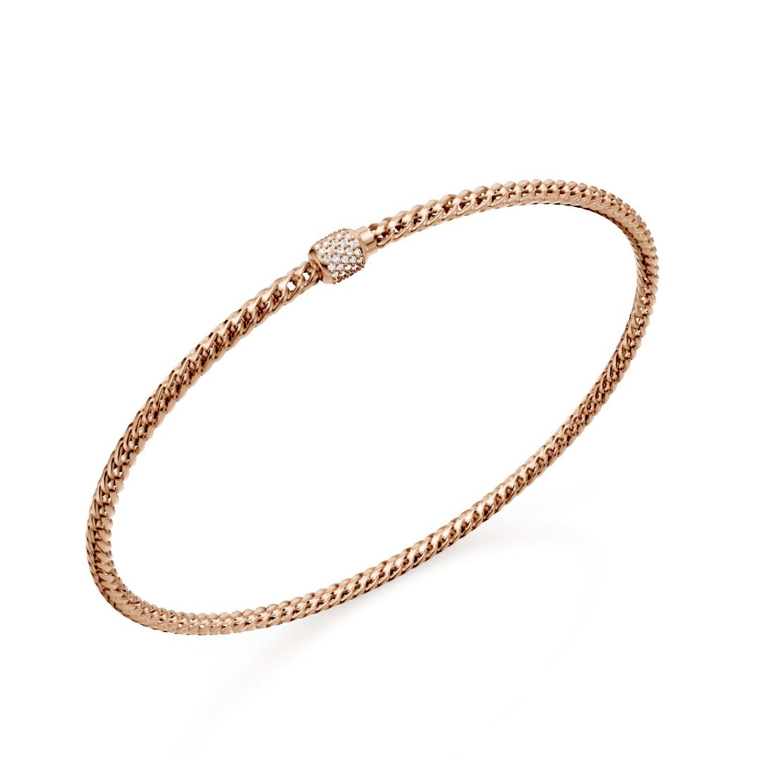 Golay bracciale maglia morbida curvata, in oro rosa 18kt e chiusura incassata con diamanti, 18,5cm GBR003O3DIBI060-185