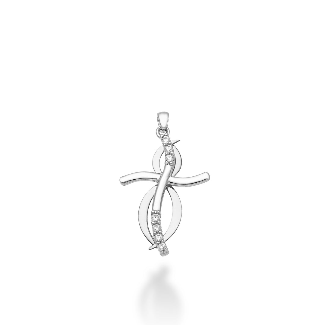 Mikiko pe 18k 0,07 ct hvitt gullkors 1,9 cm MP5014O4BR007