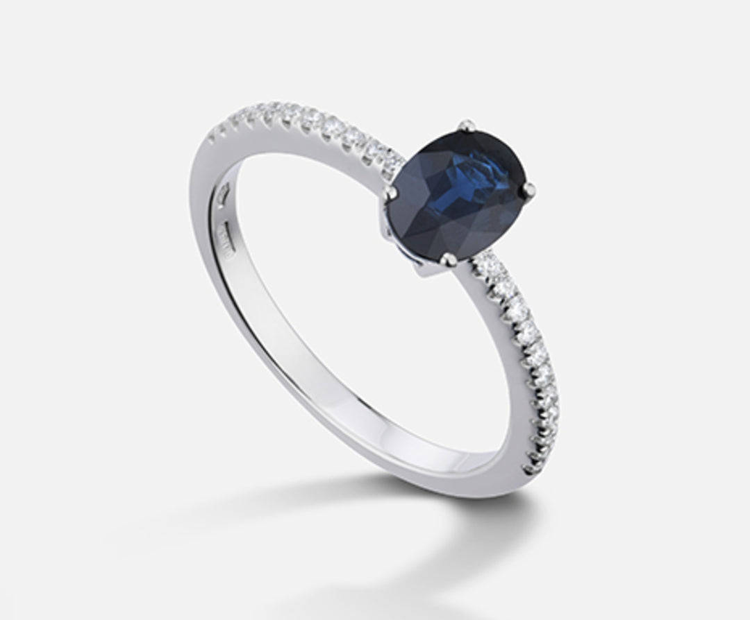 Nihama uma safira oval 18k 7x5 ct.0,80 diam. 0,13 quilates NA5104O4ZFD