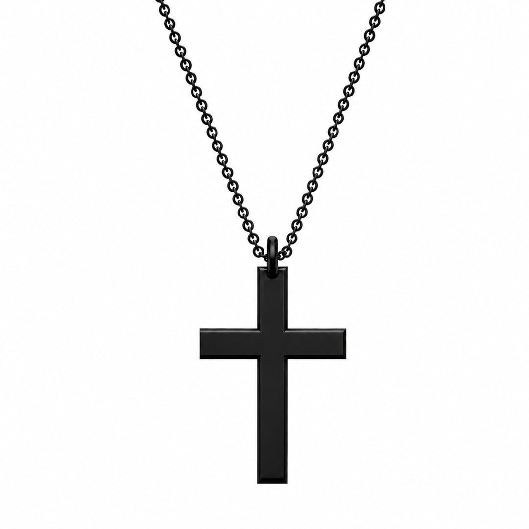 Collier croix droite World Diamond Group uniquement en titane sans or 45 cm de long GDCR02NE-D-45