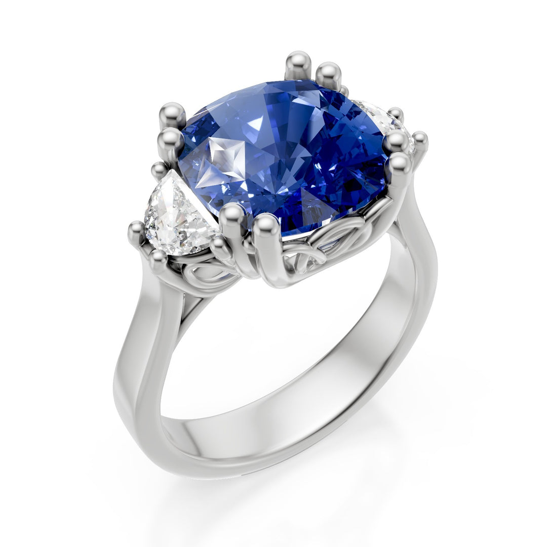 World Diamond Group polštářkový safírový prsten 10x10 a boční půlměsíce APU523DZB-25049110095