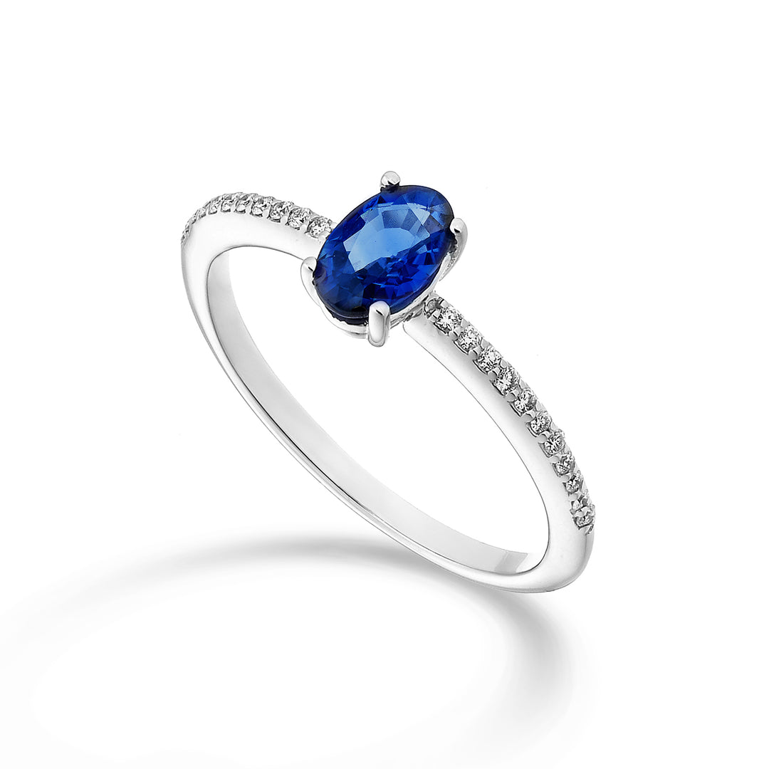 Mikiko an 18k oval sapphire 6x4 ct.0.40 diam. 0.08 ct MA5102O4ZFD