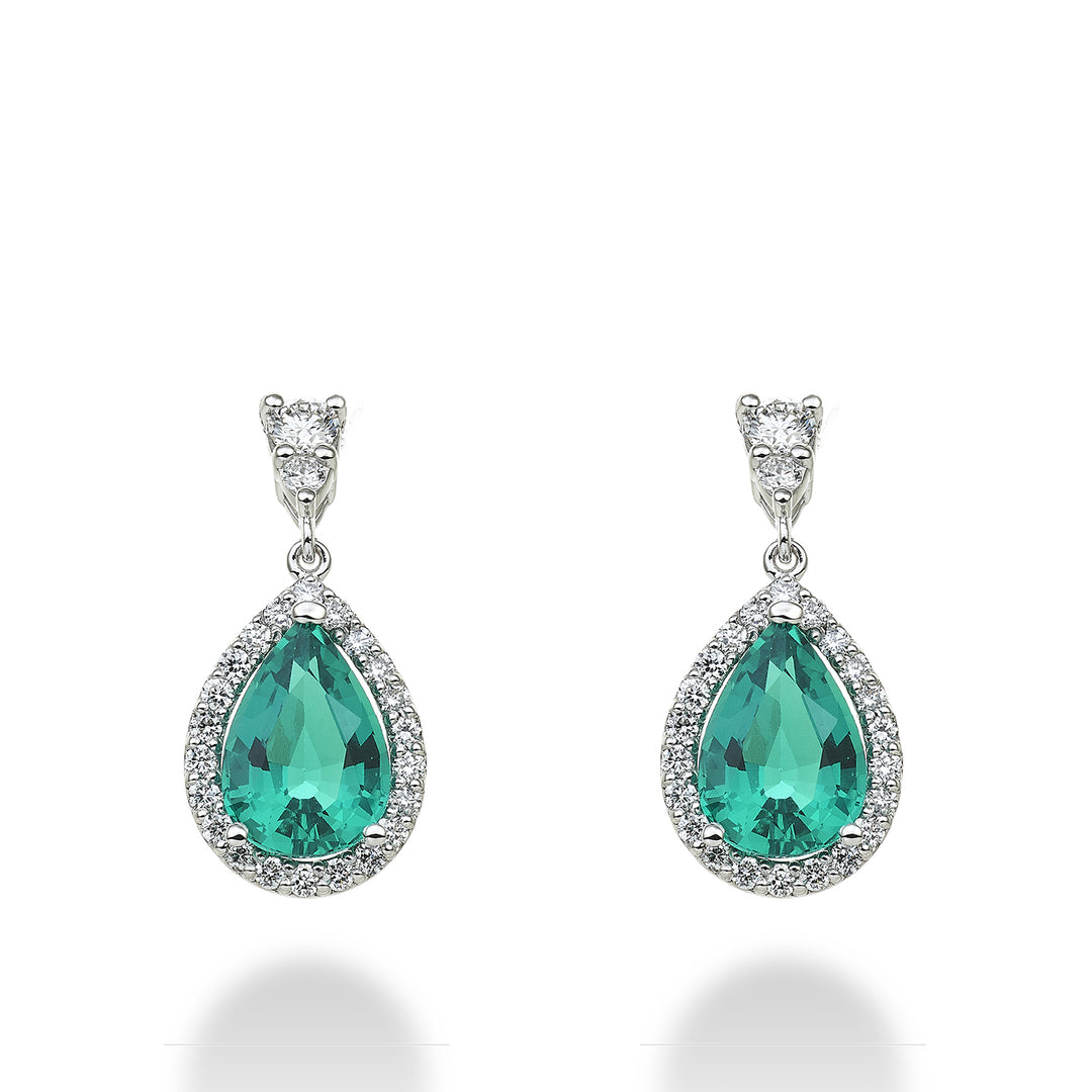 X-Diamond eller 18kt lab g.d. lab emerald drop 10x7 ct.3,40 diam ct.0,68 LXDOCL100SMGODIO4