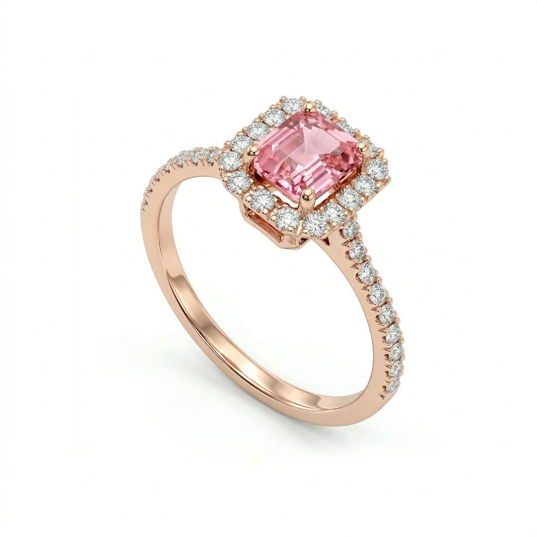 World Diamond Group kahdeksankulmainen morganiittisormus 7x5 ja timantit ACLC072DIMO3-23166110327