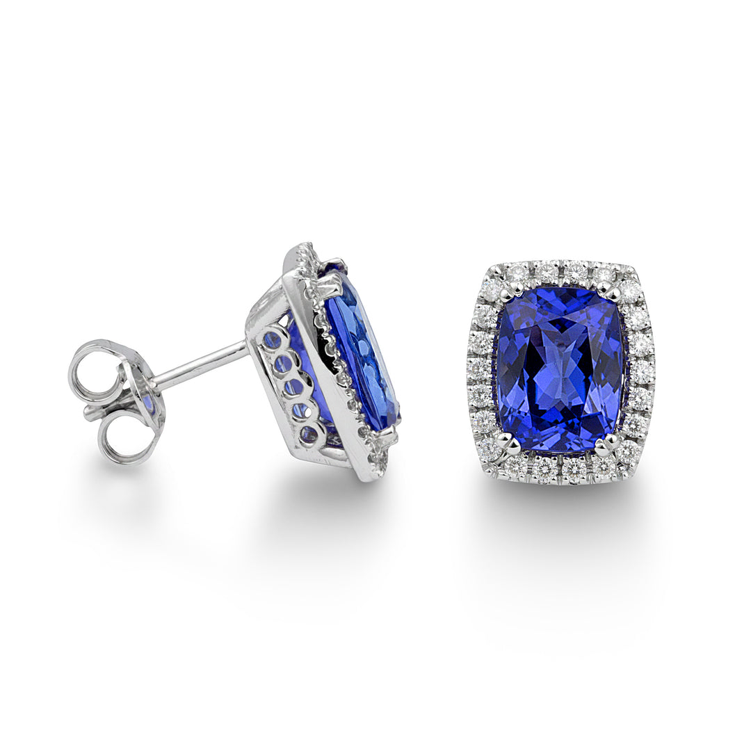 Golay polštářkové broušené tanzanitové náušnice 9x7 a diamanty OCL086DITZ79-23034110005