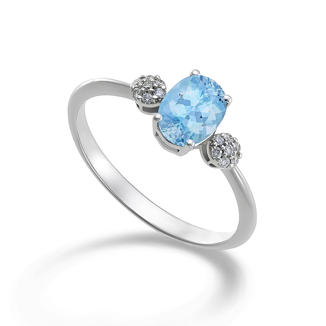 Nihama en 18k oval akvamarin 7x5 ct.0,50 diam. 0,08 ct NA5058O4AM