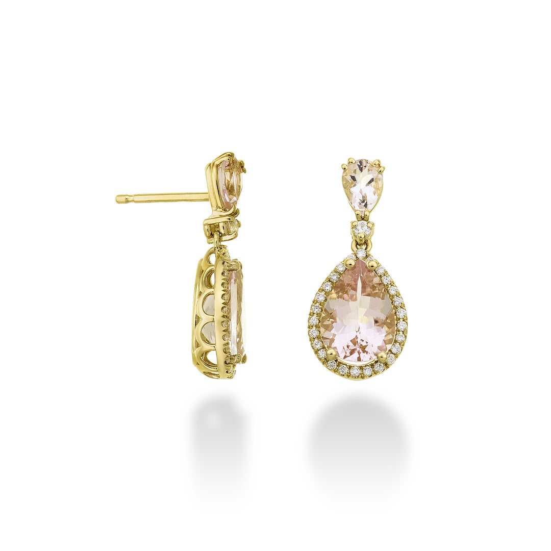 Golay morganite drop earrings 8x6 and 6x4 and diamonds OCLC209DMO68-23236110032