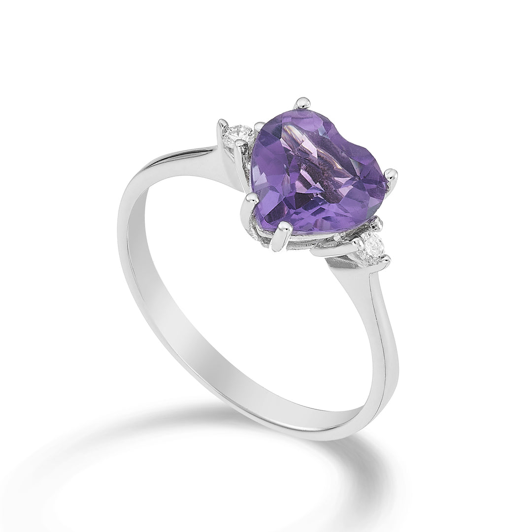 Mikiko 18k ametystové srdce 8x8 ct.1,45 pr. ct.0.05 MACL198DIAMET88O4