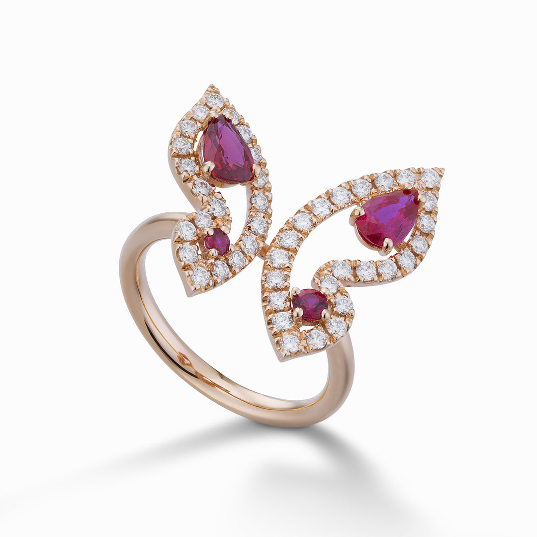 Golay Mariposa großer Schmetterlingsring mit Diamanten und Rubinen AFFA008DIRU-23178110063