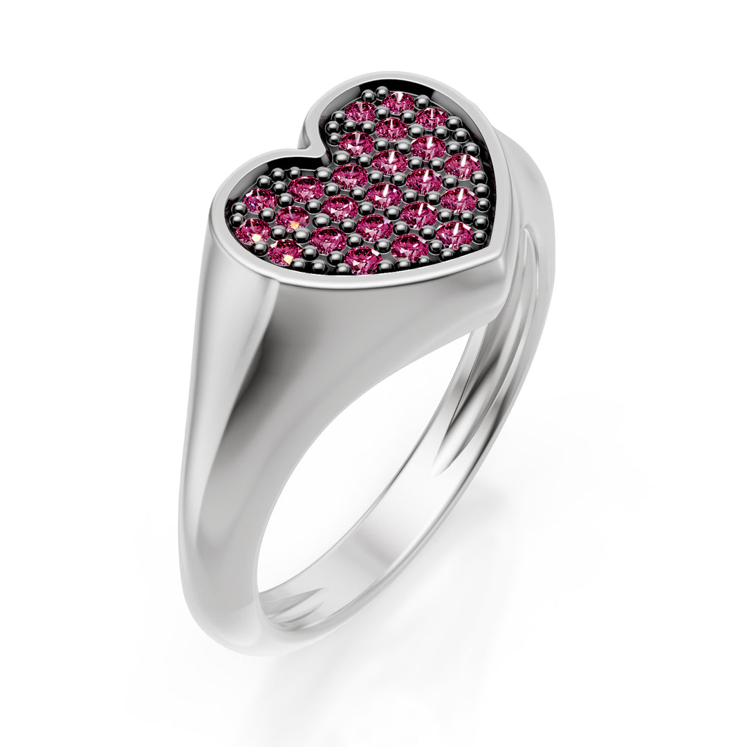 World Diamond Group pinky heart ring str. 10 med z.pink hvidguld ACH004ZPB
