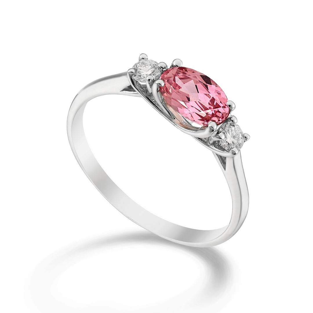 Nihama 18-karatowy owalny różowy szafir 7x5 ct.0,80 śr.0,16 NA5113O4ZFRP