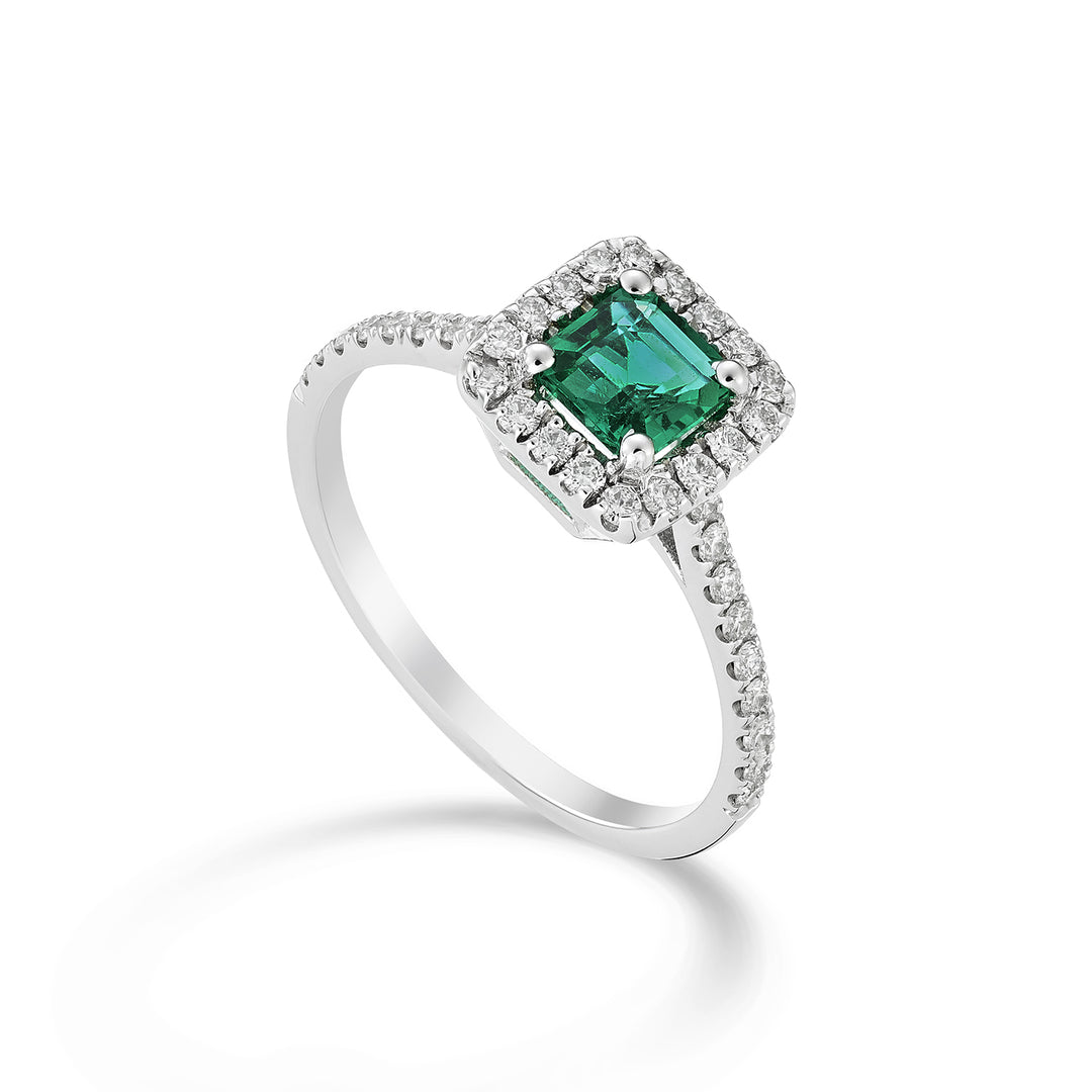 Bague émeraude octogonale Golay 5x5 contour diamant AEC001DISM-22322110015