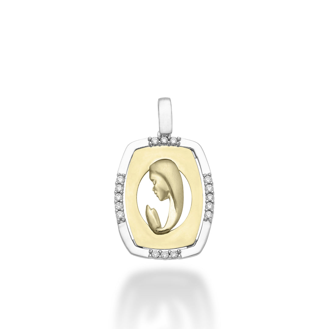 Nihama pe 18k 0,13 ct Madona care se roagă aur alb/galben 1,9 cm NP5025O7BR013