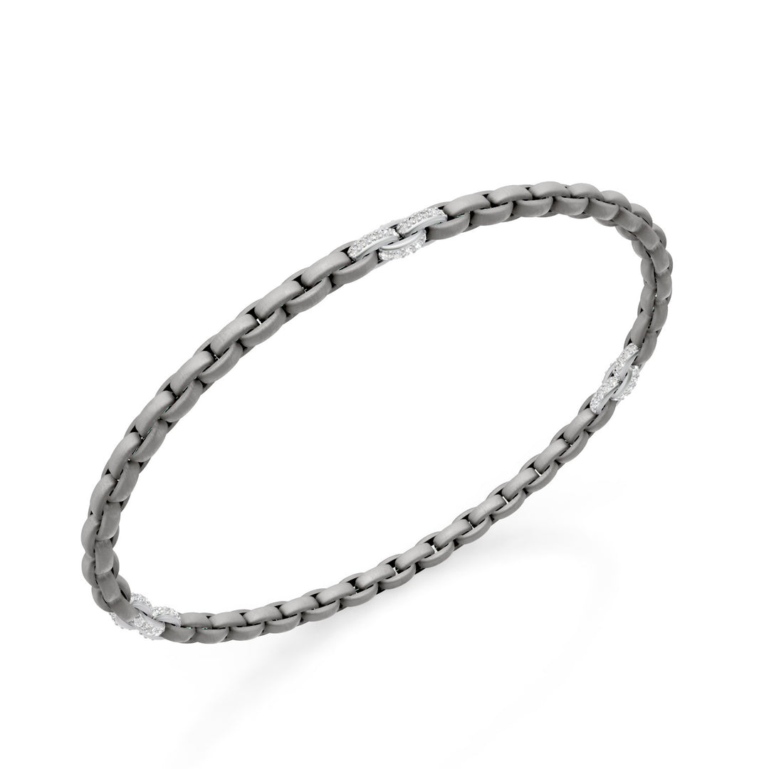 Pulsera Golay de titanio gris, con 9 inserciones de pavet de platino, eslabón ovalado, 18,5 cm GBR034E9PTDIGR-185