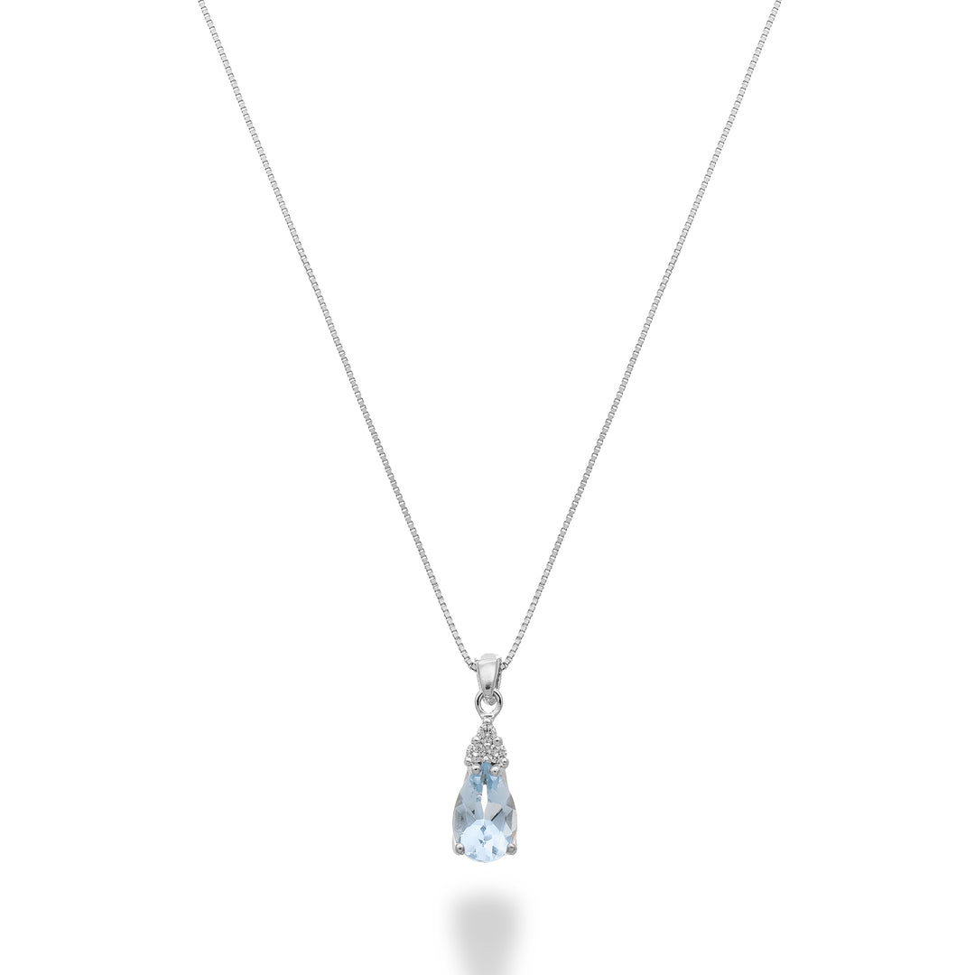 Nihama cl 18k Aquamarin Tropfen 6x4 mit drei Diamanten ND5192O4AM
