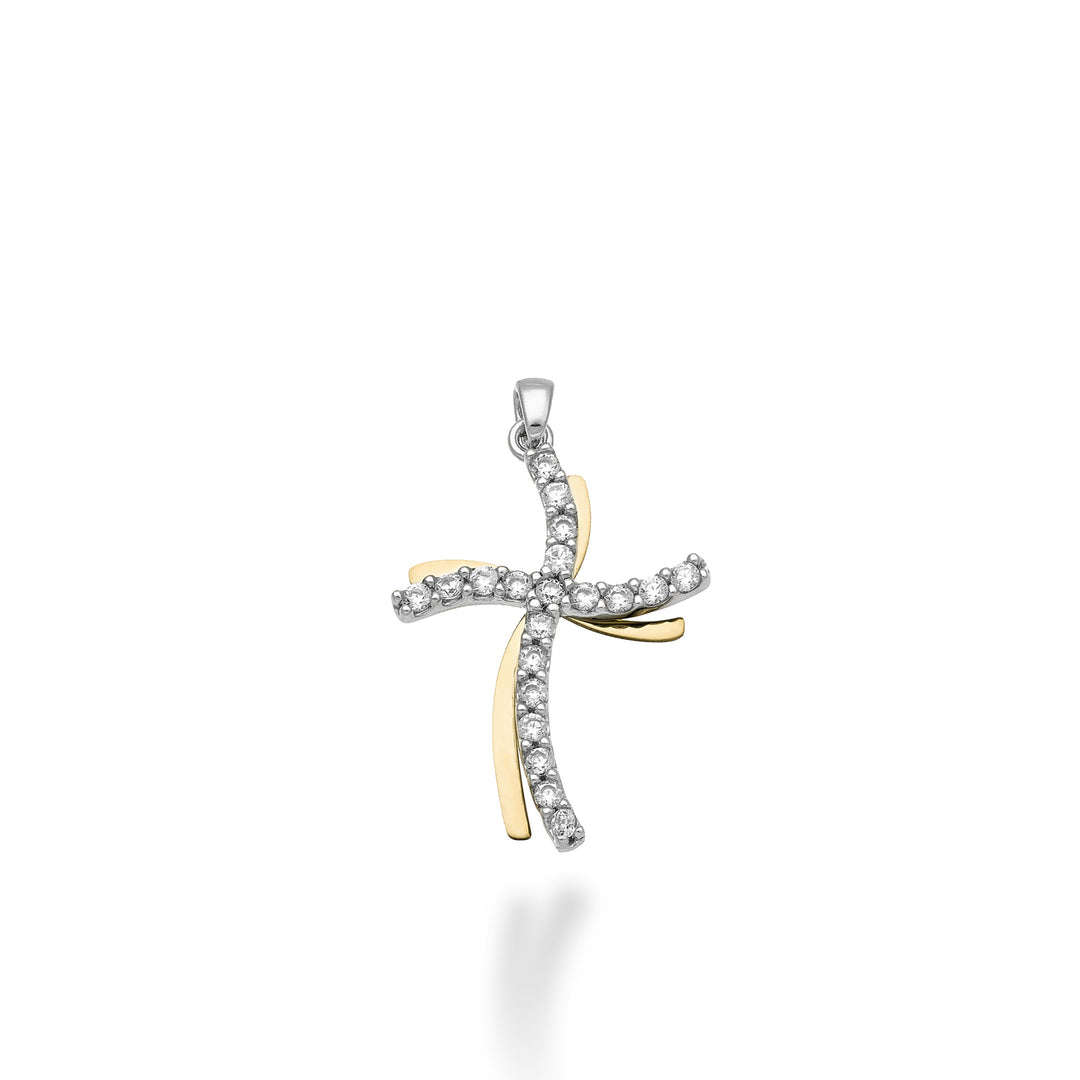 Nihama pe 18k 0,18 ct valkoinen/keltakulta risti 1,9 cm NP5018O7BR018