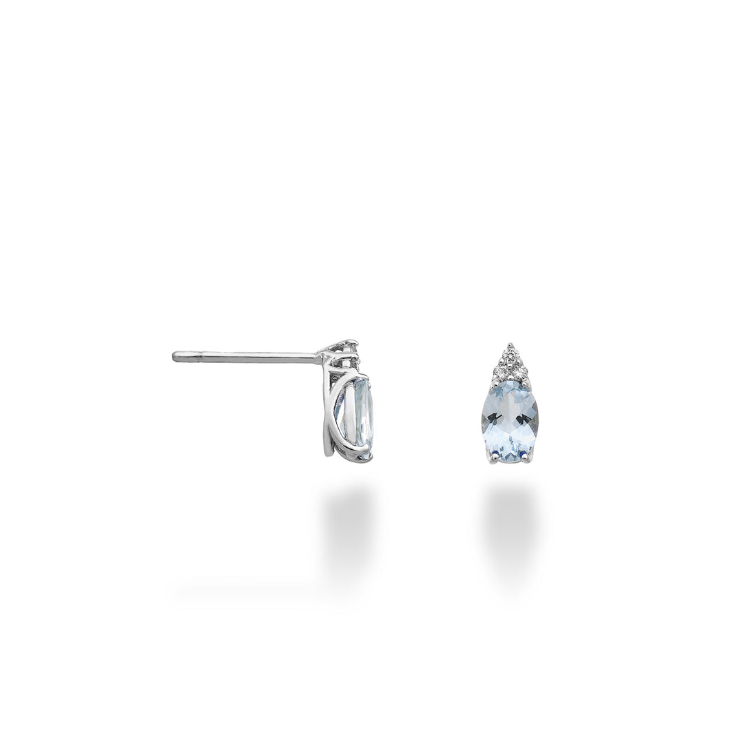 Mikiko ou aigue-marine ovale 9 carats 6x4 et trois diamants MO5171R4AM